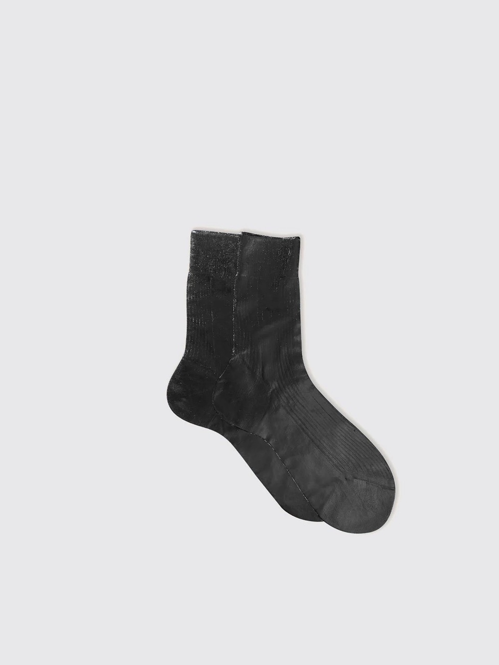 MARIA LA ROSA ONE RIBBED LAMINATED SOCKS IN BLACK - Picture 8 of 8